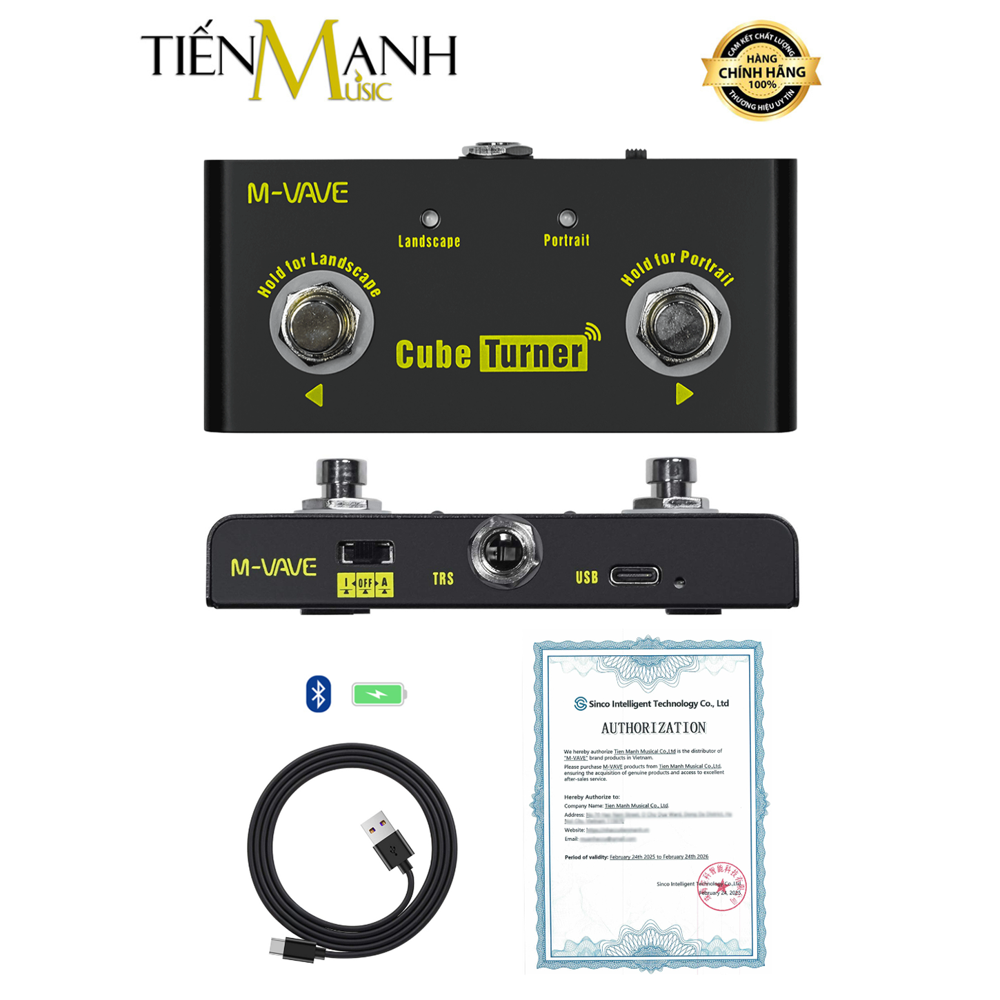 Pedal Lật Trang Không Dây M-Vave Cube Turner Plus PD6 - Pin Sạc, Bluetooth Chuyển Tài Liệu Page Turner